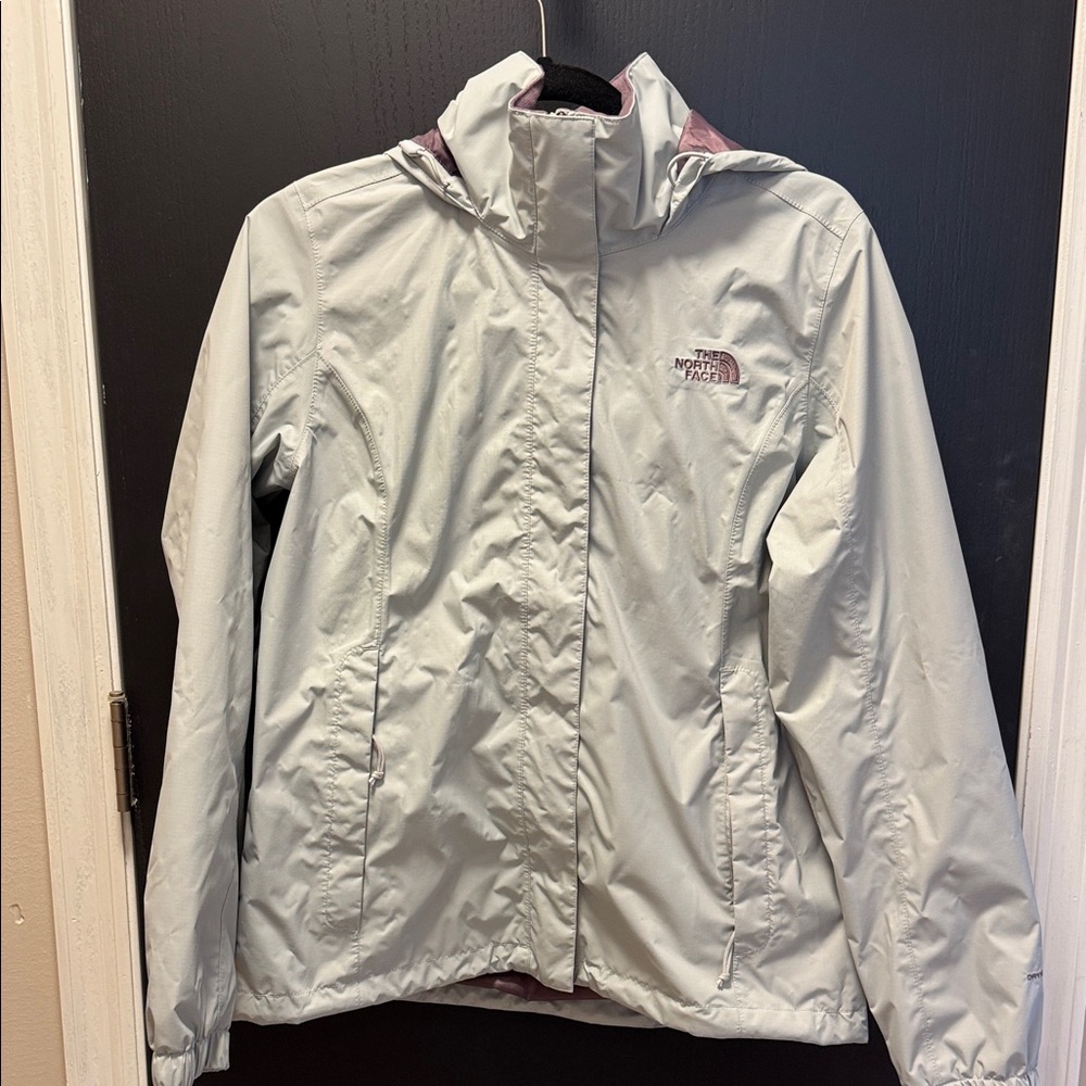 The North Face Women's Light Gray rain jacket